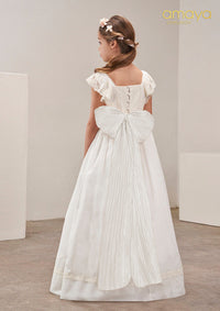 Vestido comunion en voile liso con peche amaya