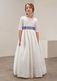 Vestido comunion manga cortaodo en algodon rustic  amaya