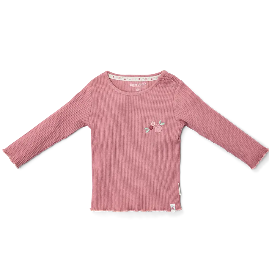 Camiseta manga larga canalé Rosado - Little Dutch