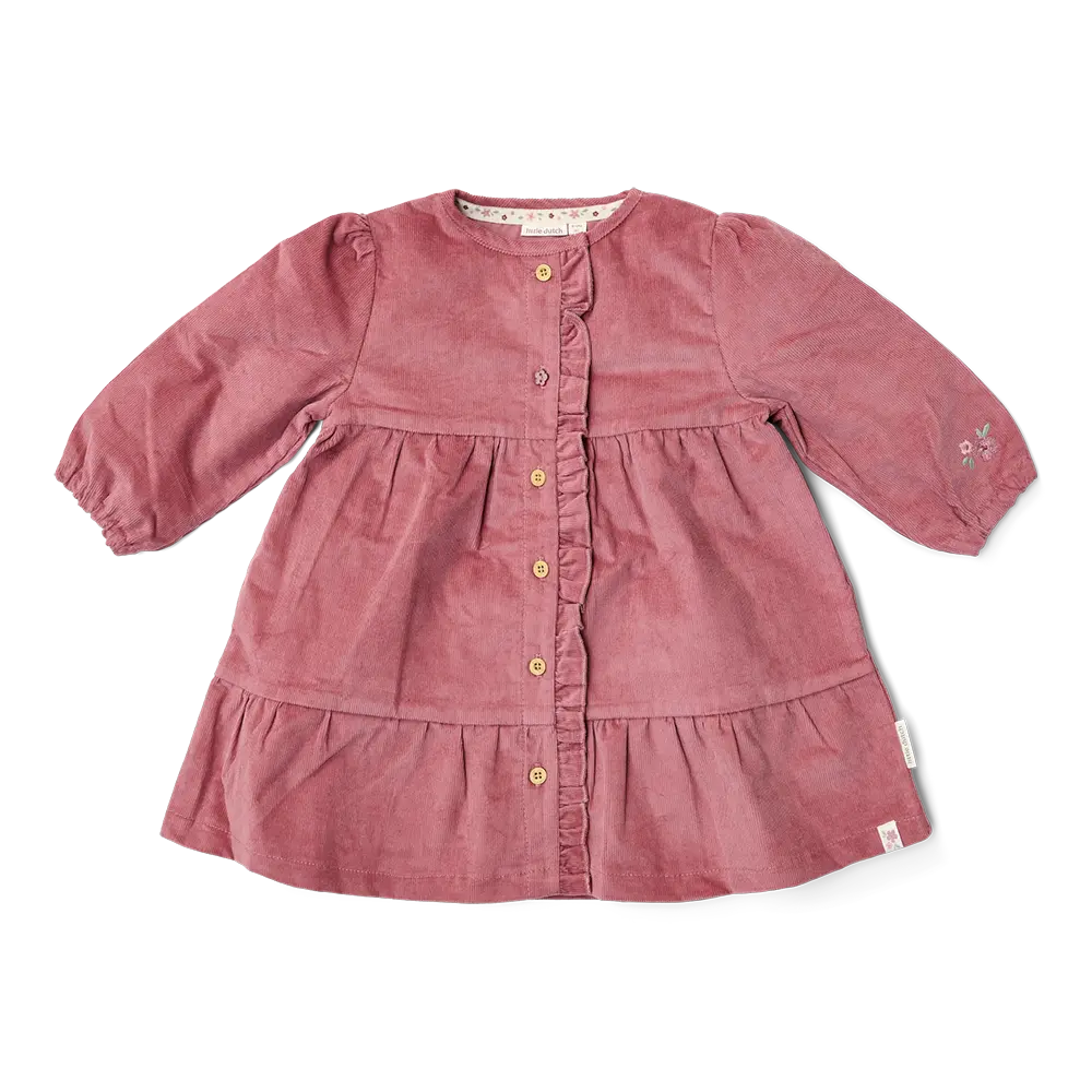 Vestido pana manga larga Rosado - Little Dutch