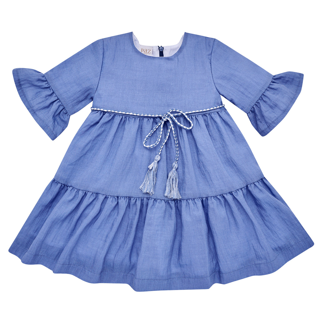 Vestido azul volantes Aire Paz Rodriguez