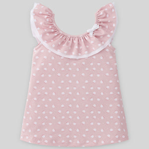 VESTIDO BEBE NIÑA ESTAMPADO MEDUSAS. COLOR ROSA TIZA. PAZ RODRIGUEZ
