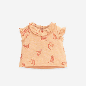 Camiseta de algodón orgánico con cuello volante Play Up