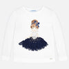 Camiseta manga larga aplique princesa niña