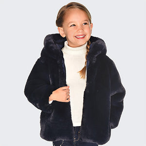 Chaquetón reversible pelo azul marino niña