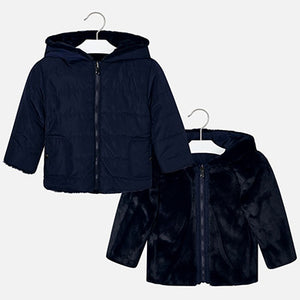 Chaquetón reversible pelo azul marino niña