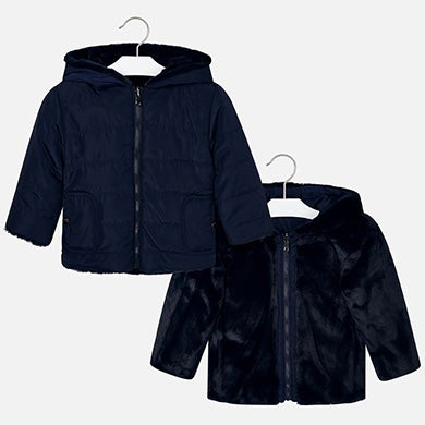 Chaquetón reversible pelo azul marino niña