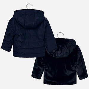 Chaquetón reversible pelo azul marino niña