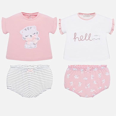 Set camisetas dibujo y braguita bebé recién nacida Mayoral
