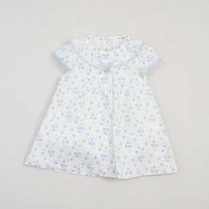 VESTIDO TELA FLORES AZULES PANGASA