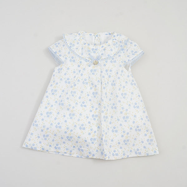 VESTIDO TELA FLORES AZULES PANGASA