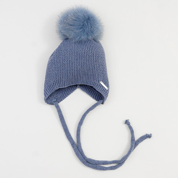 GORRO OREJERO  COLOR PELO NATURAL  COLOR PETROLEO pelo natural