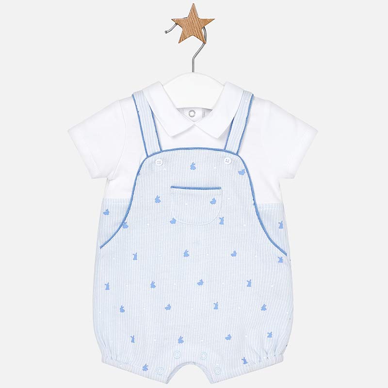Pelele corto con peto estampado bebé recién nacido