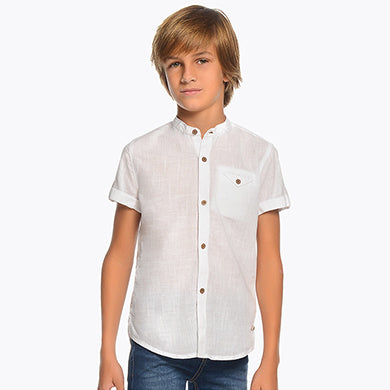 Camisa blanca cuello mao