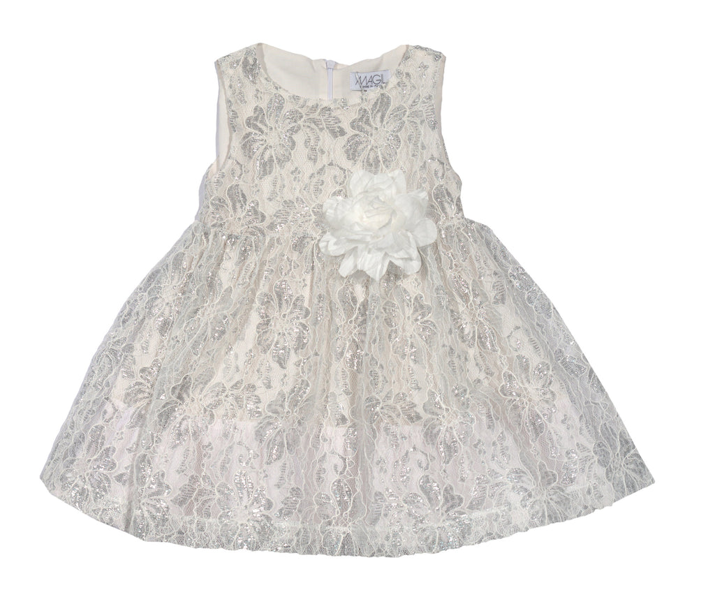 Vestido brocado plata
