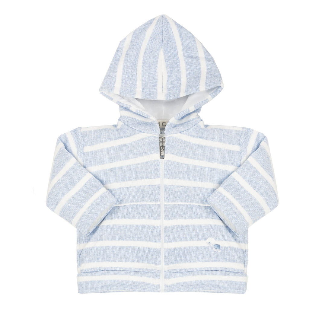 Sudadera con cremallera celeste y blanco bebe niño EMC