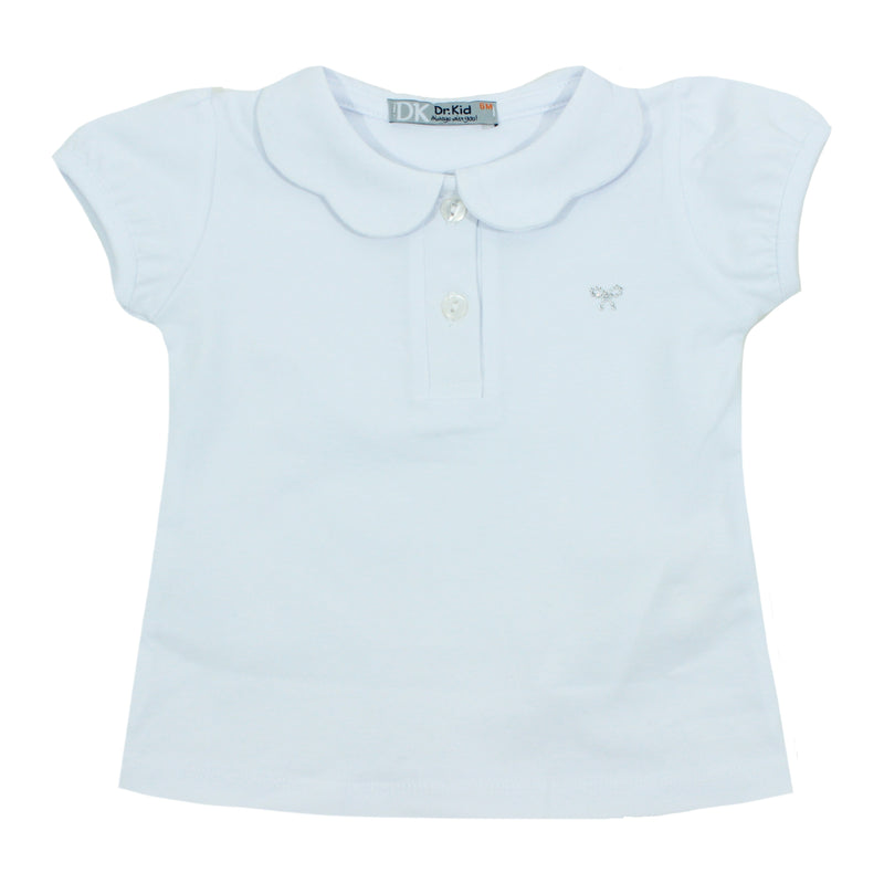 Polo blanco de bebe niña con lacito de strass Dr Kid