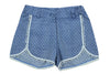 Short de verano niña azul añil y topitos con detalle puntillita blanca"True blue" de  Dr Kid