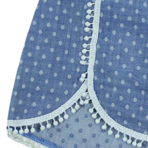 Short de verano niña azul añil y topitos con detalle puntillita blanca"True blue" de  Dr Kid