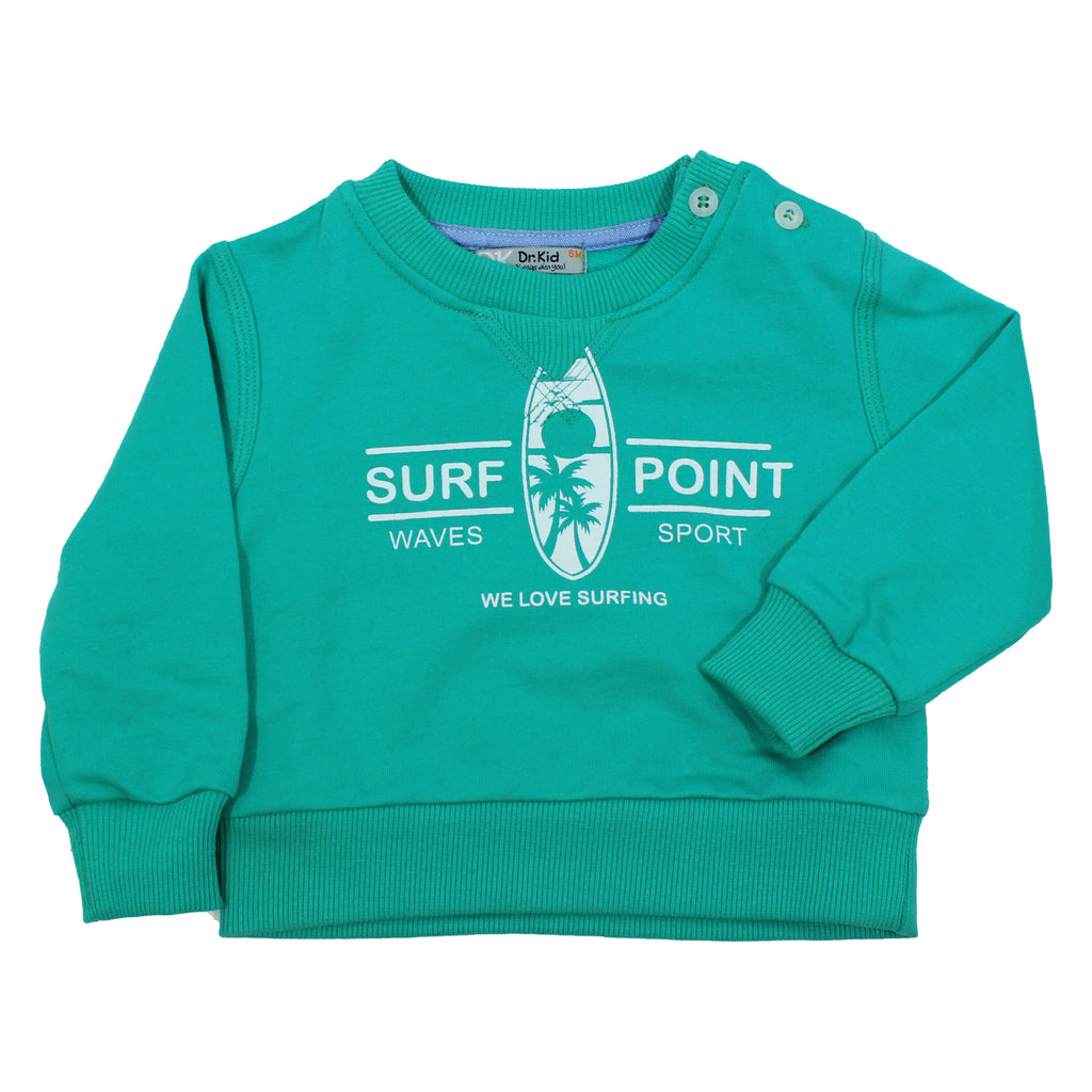 Sudadera baby niño manga larga verde agua "Surf" Dr Kid