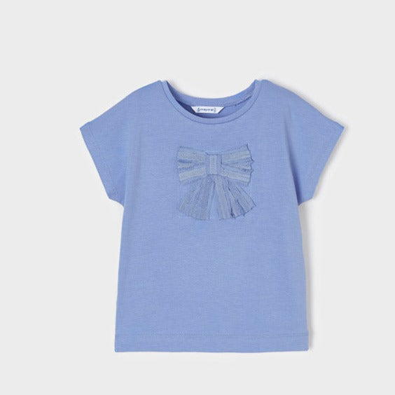 Camiseta manga corta lazo niña color capri. Mayoral