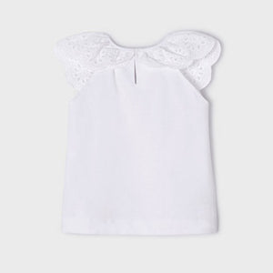 Camiseta tirantes blanca bordados ECOFRIENDS niña. Mayoral