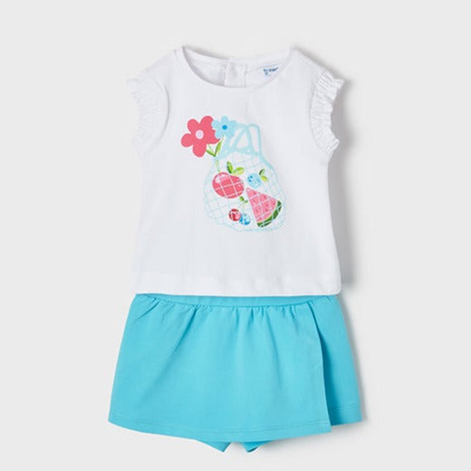 Conjunto short turquesa ECOFRIENDS  bebé niña. Mayoral