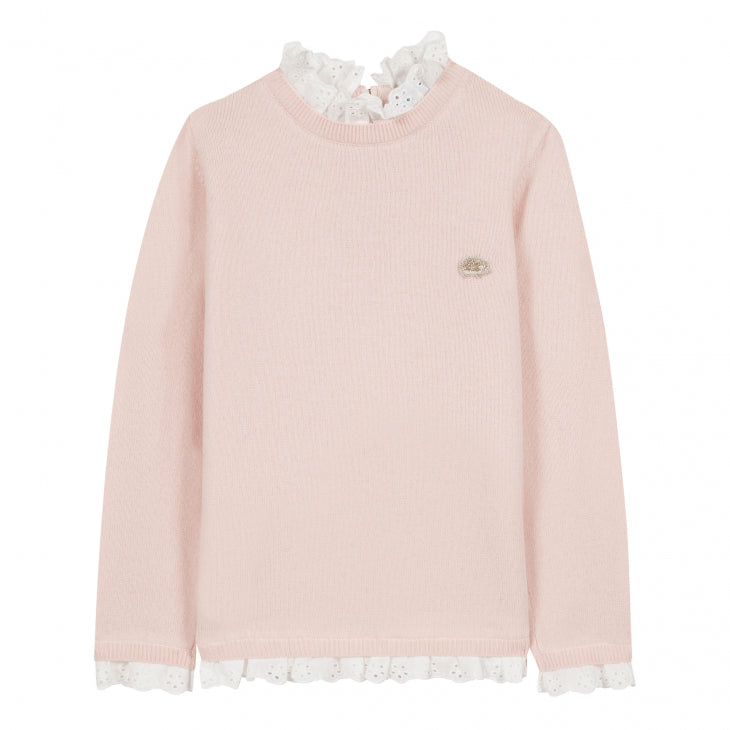 Jersey nude con puntilla