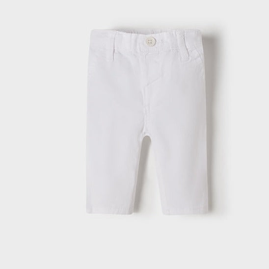 Pantalón chino sarga blanco largo recién nacido niño Mayoral