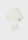 Rebeca larga y calcetines  color crema ECOFRIEND tricot recién nacido Mayoral
