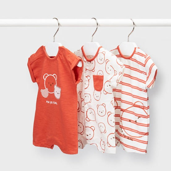 Set 3 pijamas cortos ECOFRIENDS "Papaya"recién nacido niño Mayoral